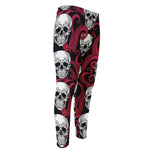 Red Octopus Skull Pattern Print Men's Compression Pants