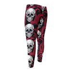 Red Octopus Skull Pattern Print Men's Compression Pants