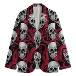 Red Octopus Skull Pattern Print Men's Cotton Blazer