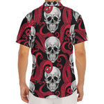 Red Octopus Skull Pattern Print Men's Deep V-Neck Shirt