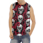 Red Octopus Skull Pattern Print Men's Fitness Tank Top