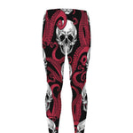 Red Octopus Skull Pattern Print Men's leggings