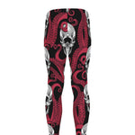 Red Octopus Skull Pattern Print Men's leggings