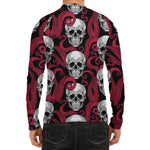 Red Octopus Skull Pattern Print Men's Long Sleeve Rash Guard