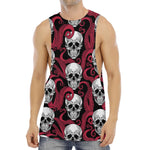 Red Octopus Skull Pattern Print Men's Muscle Tank Top