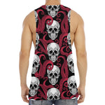 Red Octopus Skull Pattern Print Men's Muscle Tank Top