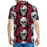 Red Octopus Skull Pattern Print Men's Polo Shirt