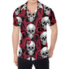 Red Octopus Skull Pattern Print Men's Shirt