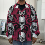 Red Octopus Skull Pattern Print Men's Shirt Jacket
