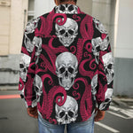 Red Octopus Skull Pattern Print Men's Shirt Jacket