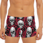Red Octopus Skull Pattern Print Men's Short Boxer Briefs