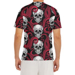 Red Octopus Skull Pattern Print Men's Short Sleeve Rash Guard