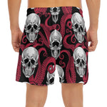 Red Octopus Skull Pattern Print Men's Split Running Shorts
