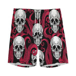Red Octopus Skull Pattern Print Men's Sports Shorts