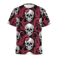 Red Octopus Skull Pattern Print Men's Athletic T-Shirt