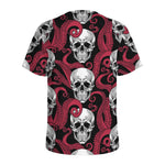Red Octopus Skull Pattern Print Men's Sports T-Shirt