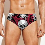 Red Octopus Skull Pattern Print Men's Swim Briefs