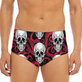 Red Octopus Skull Pattern Print Men's Triangle Swim Briefs