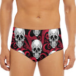 Red Octopus Skull Pattern Print Men's Triangle Swim Briefs