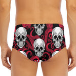 Red Octopus Skull Pattern Print Men's Triangle Swim Briefs