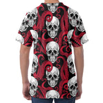Red Octopus Skull Pattern Print Men's Velvet T-Shirt