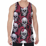 Red Octopus Skull Pattern Print Men's Velvet Tank Top