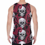 Red Octopus Skull Pattern Print Men's Velvet Tank Top