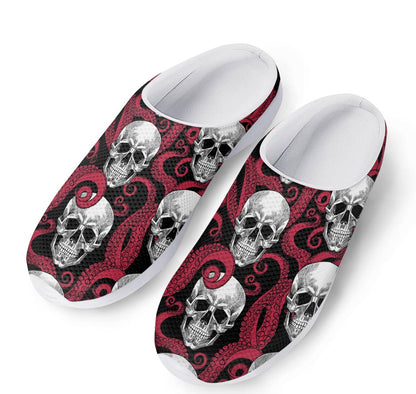 Red Octopus Skull Pattern Print Mesh Casual Shoes