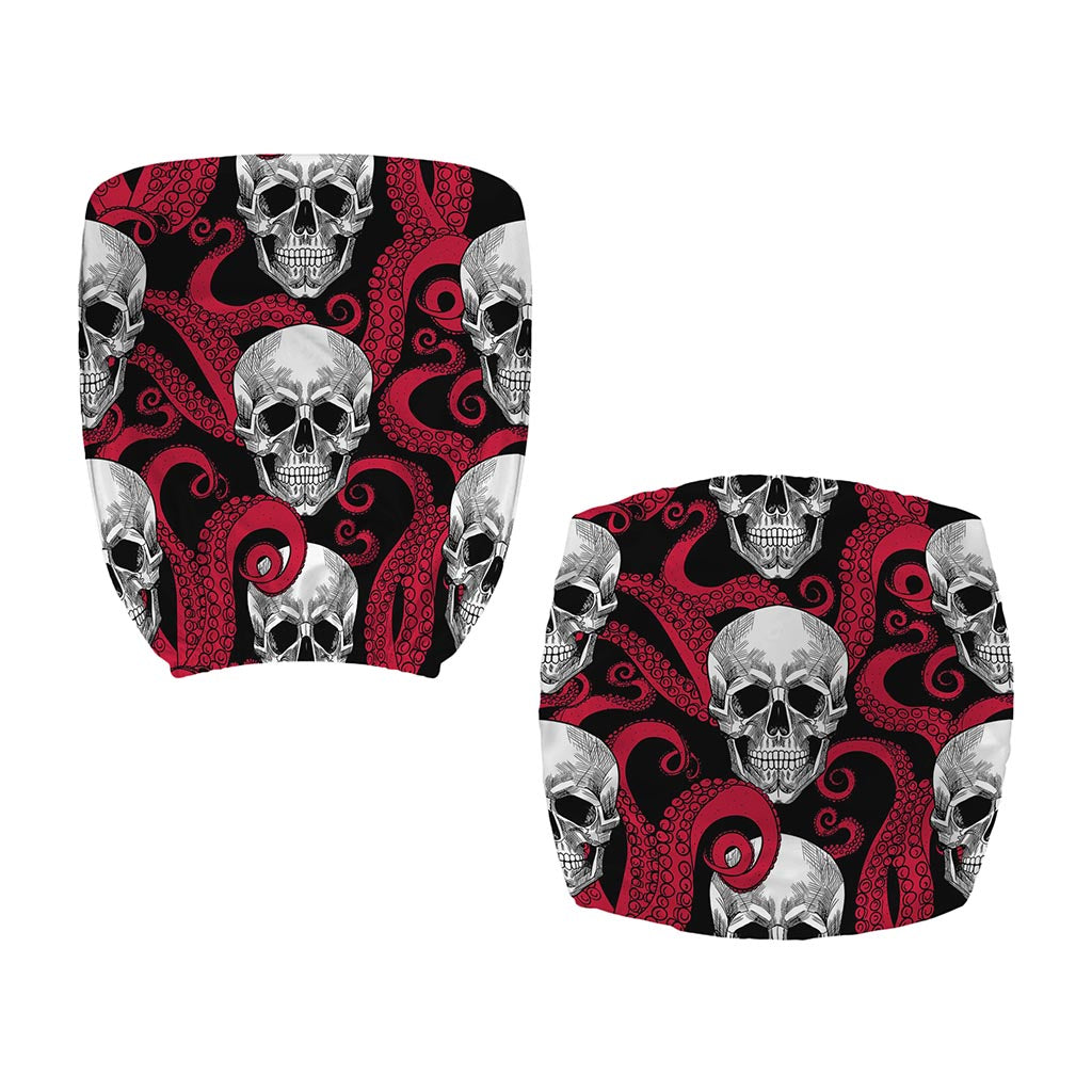 Red Octopus Skull Pattern Print Office Chair Cover