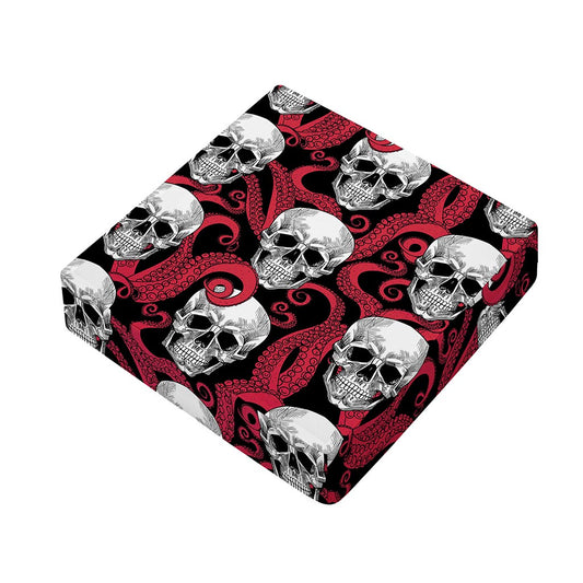 Red Octopus Skull Pattern Print Outdoor Seat Cushion Cover
