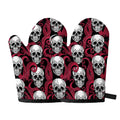 Red Octopus Skull Pattern Print Oven Mitts