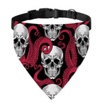 Red Octopus Skull Pattern Print Over The Collar Dog Bandana