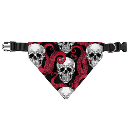 Red Octopus Skull Pattern Print Over The Collar Dog Bandana
