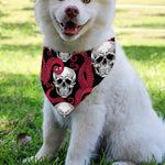 Red Octopus Skull Pattern Print Over The Collar Dog Bandana
