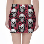 Red Octopus Skull Pattern Print Pencil Mini Skirt