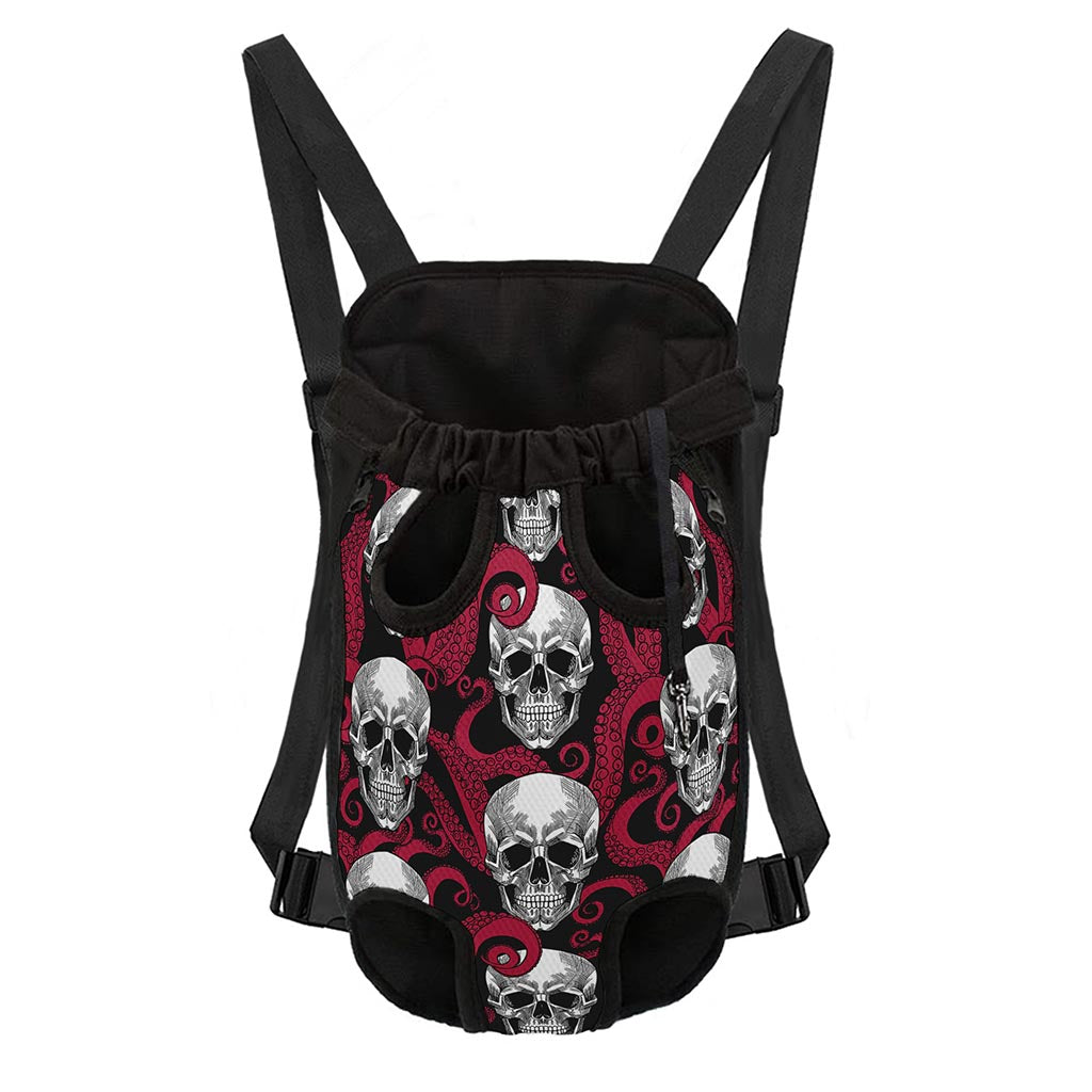 Red Octopus Skull Pattern Print Pet Carrier Backpack