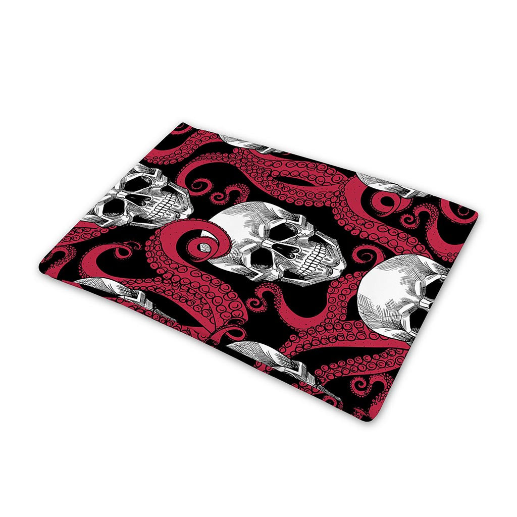 Red Octopus Skull Pattern Print Pet Cooling Mat Cover