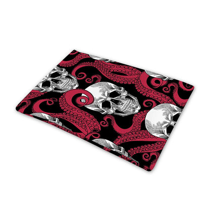 Red Octopus Skull Pattern Print Pet Cooling Mat Cover
