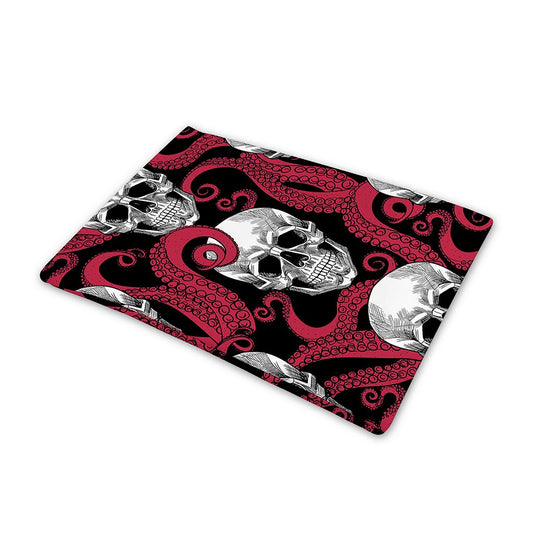 Red Octopus Skull Pattern Print Pet Cooling Mat Cover