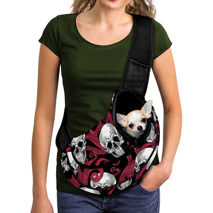 Red Octopus Skull Pattern Print Pet Sling Carrier