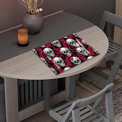 Red Octopus Skull Pattern Print Placemat