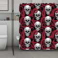 Red Octopus Skull Pattern Print Polyester Shower Curtain