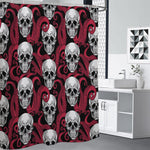 Red Octopus Skull Pattern Print Premium Shower Curtain