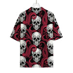 Red Octopus Skull Pattern Print Rayon Hawaiian Shirt