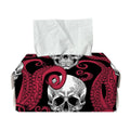 Red Octopus Skull Pattern Print Rectangle Tissue Box Cover