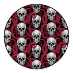 Red Octopus Skull Pattern Print Round Floor Mat