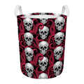 Red Octopus Skull Pattern Print Round Laundry Basket