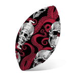 Red Octopus Skull Pattern Print Rugby Ball