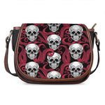 Red Octopus Skull Pattern Print Saddle Bag