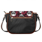 Red Octopus Skull Pattern Print Saddle Bag